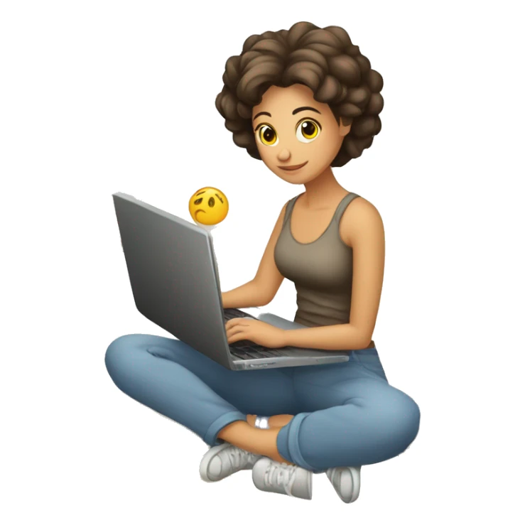 Muchacha atormentada trabajando con laptop y muchos papeles alrededor sticker