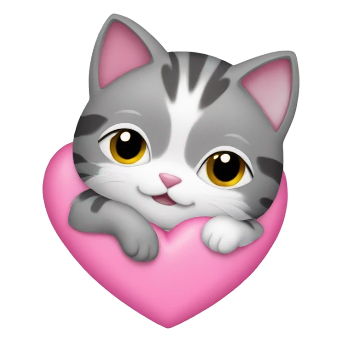 cute cats hugging with pink hearts around  sticker
