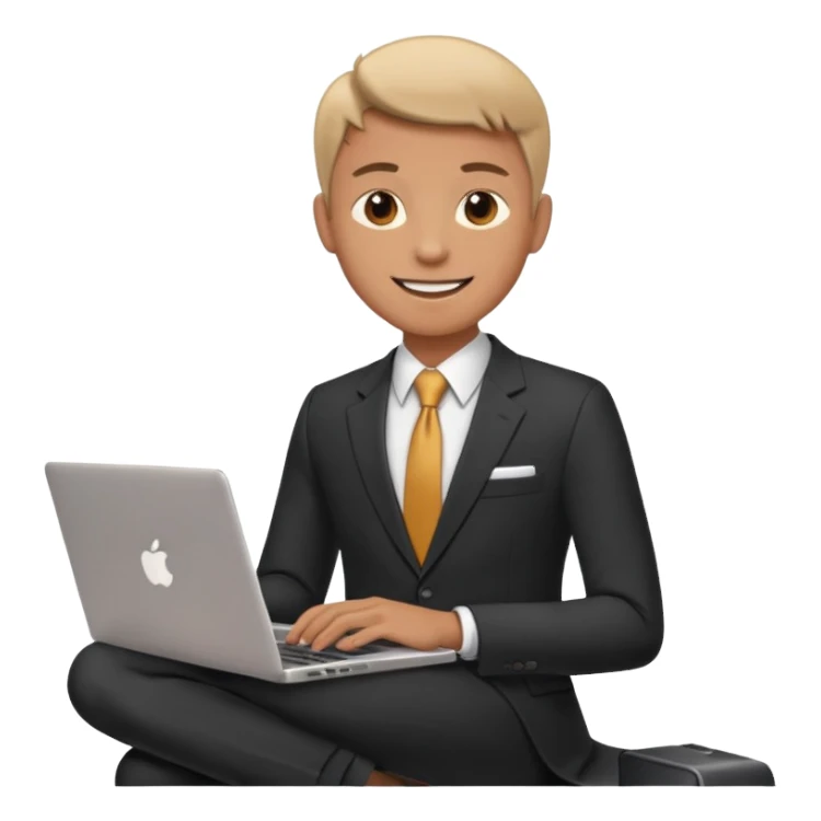 working laptop person suit happy sticker