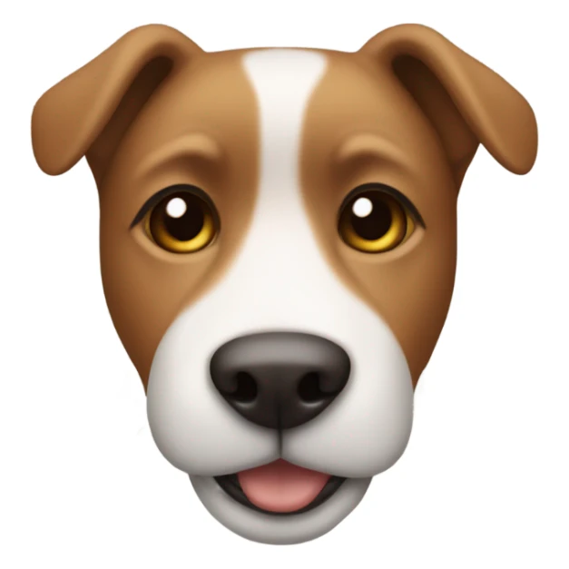 Dog with brown fur and a white t shirt that has a white stripe sticker