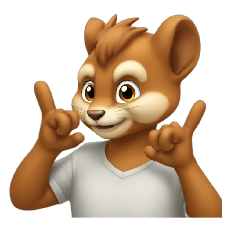 the squirrel twists his index finger at his temple sticker