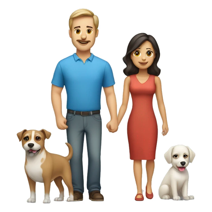 Caucasian dad, Hispanic mom, Hispanic daughter, 2 dogs sticker