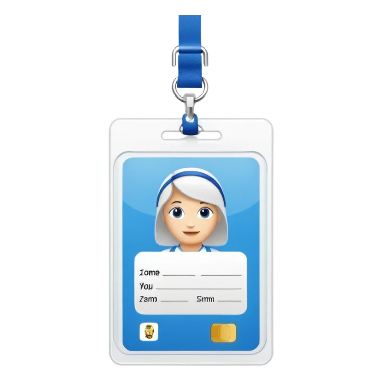 a blank id card with blue lanyard sticker