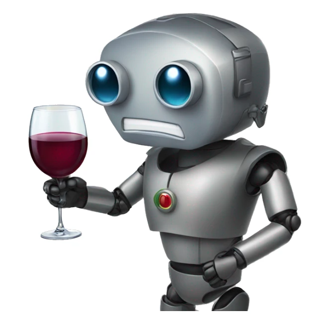 chatbot holding a glass of wine sticker