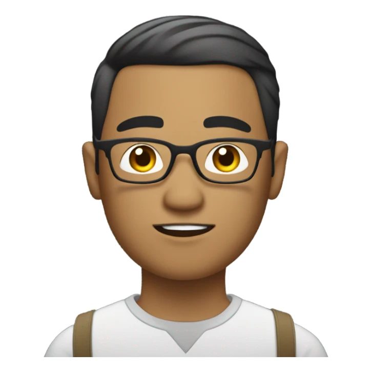 create a filipino man with a burst fade hair cut wearing glasses writing a note sticker
