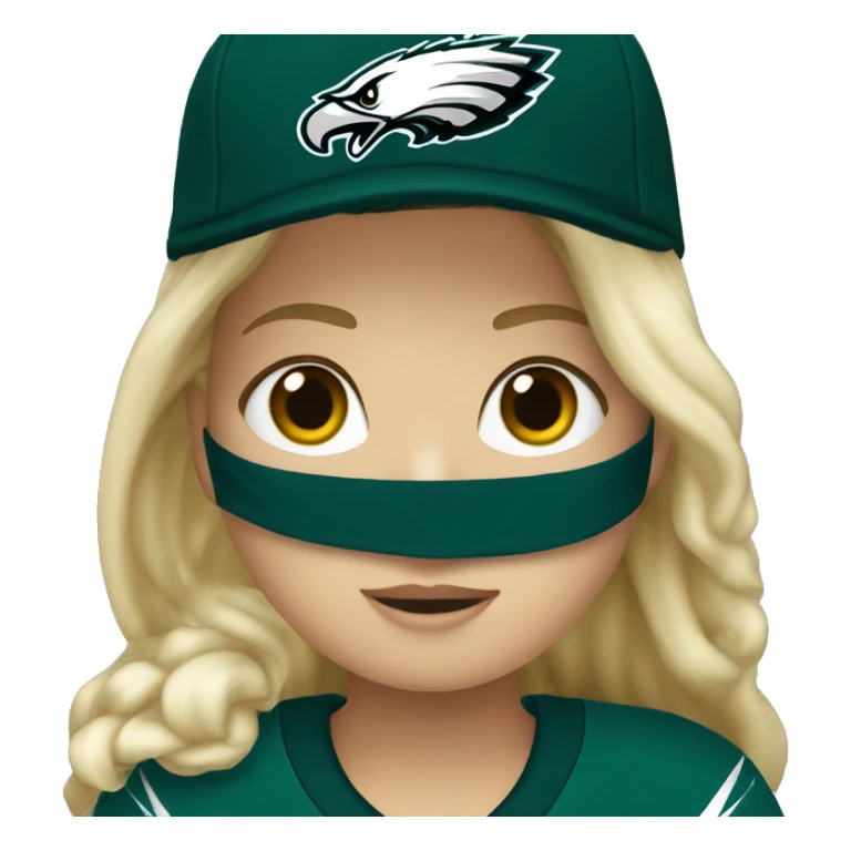 Blonde girl in eagles jersey with her shelter sticker