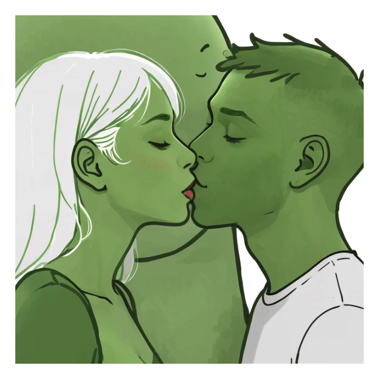 Tan angel girl kissing white boy  sticker