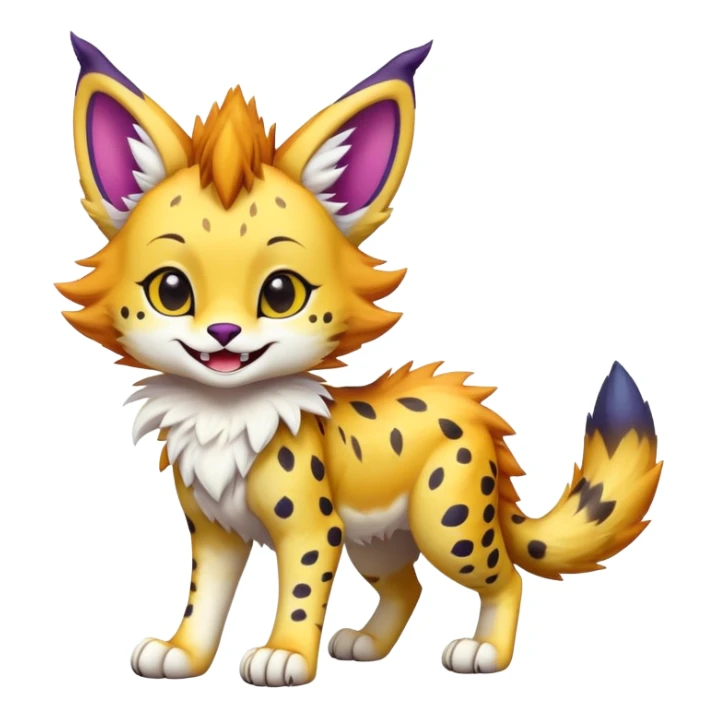 Cute Kawaii Epic Colorful Sergal-Serval-Vernid full body sticker
