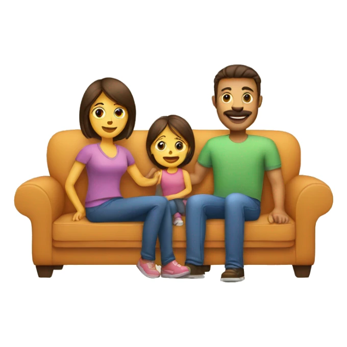 mom and dad and kid on couch sticker