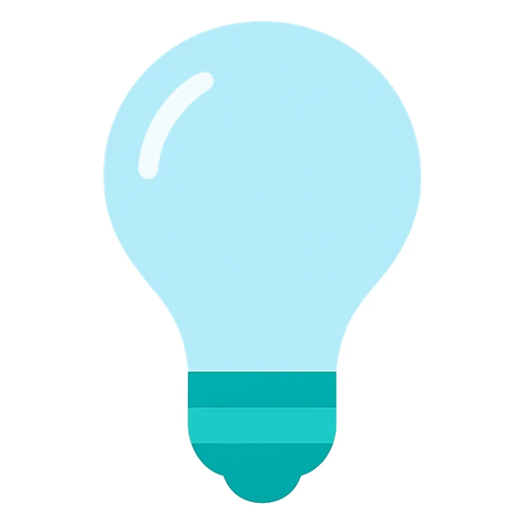 Light bulb icon,  flat emoji style, outline with blue and turquoise colors sticker