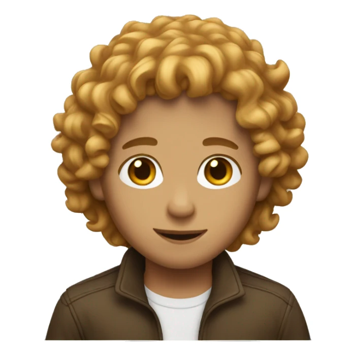boy with long caramel blond curly hair sticker