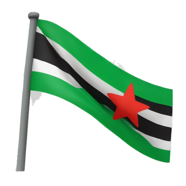 flag with three horizontal stripes. The top stripe is green, the middle stripe is white with three red stars, and the bottom stripe is black.  sticker