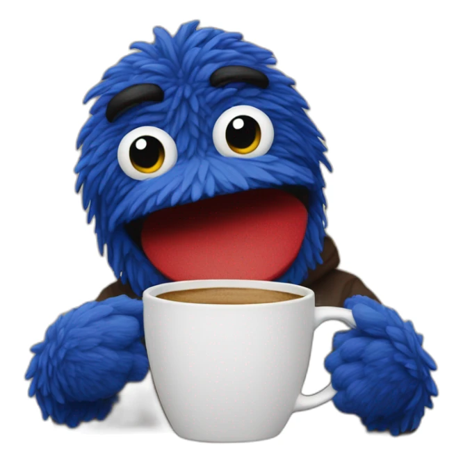 Grover with coffee (sesam street_ sticker