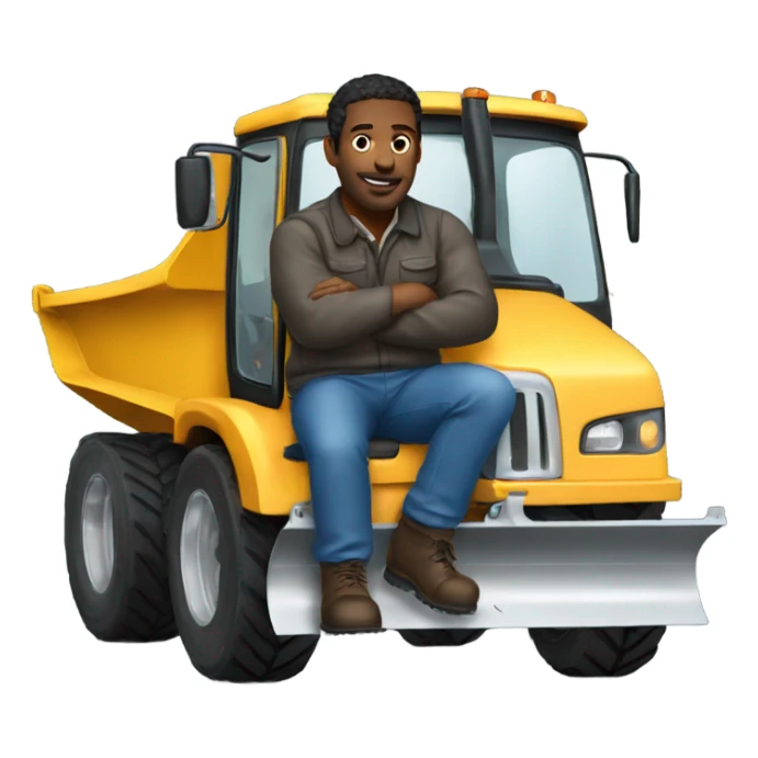 Man driving snowplow truck sticker