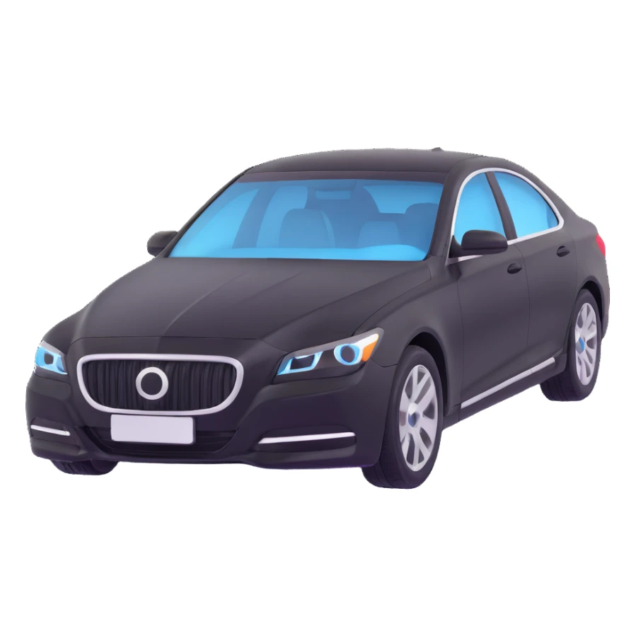 black high-end sedan with a clear protective film halfway on the car, showing the application process, elegant and sophisticated sticker