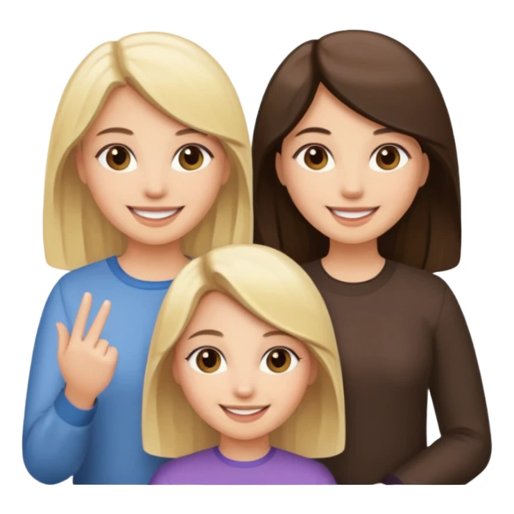 sisters  with blonde and dark brown hair sticker