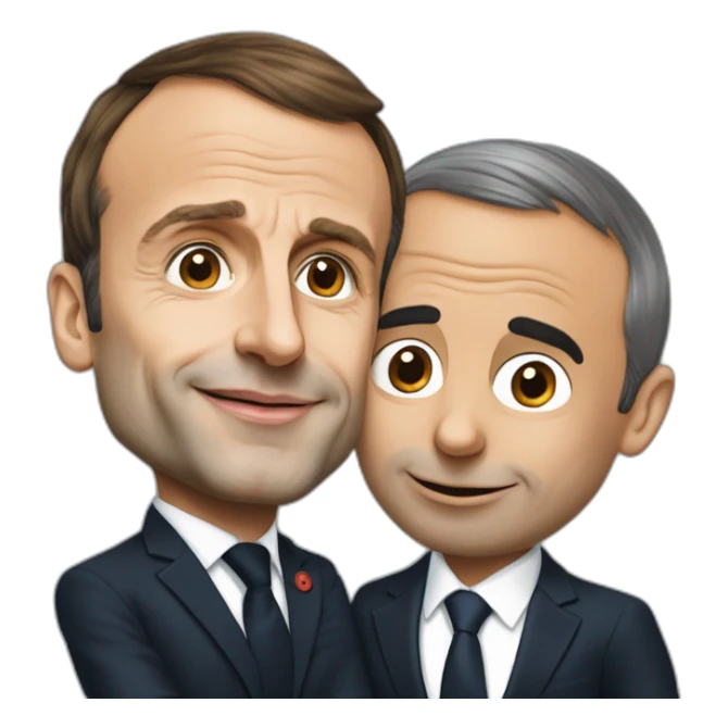 Emmanuel Macron qui fait un bisou à Éric Zemmour sticker
