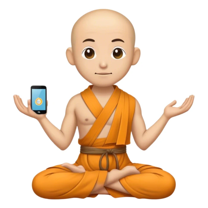  Phone wearing a monk robe in yoga position sticker