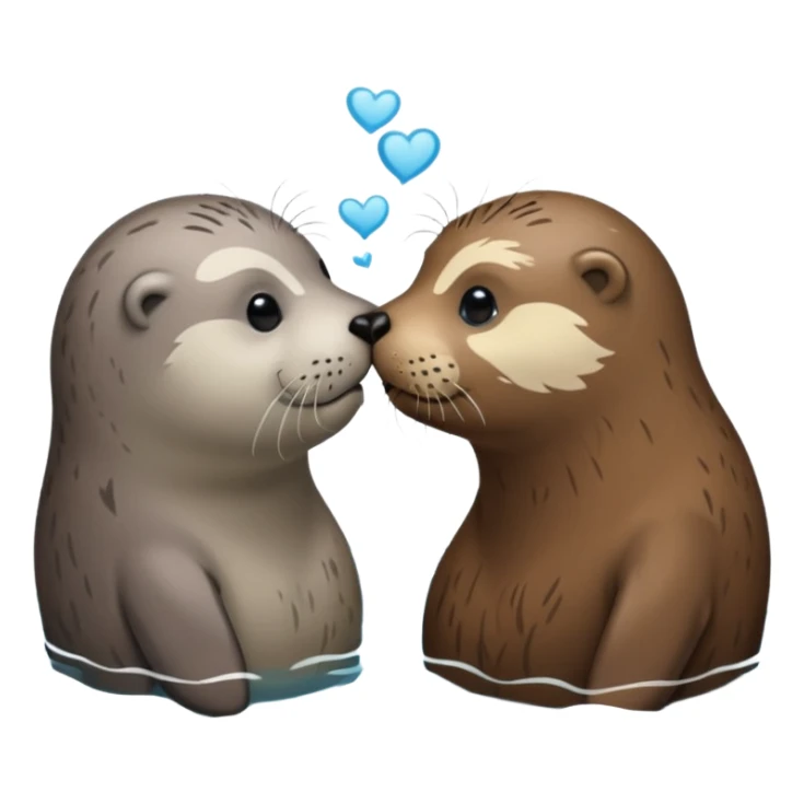 Grey seal and brown otter kissing each other  sticker