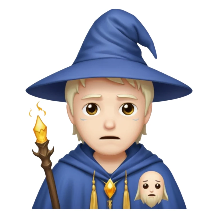 Male, mysterious wizard, 8 emojis, sad, happy, angry, confused, love, crying, neutral, random, no background, anime style sticker
