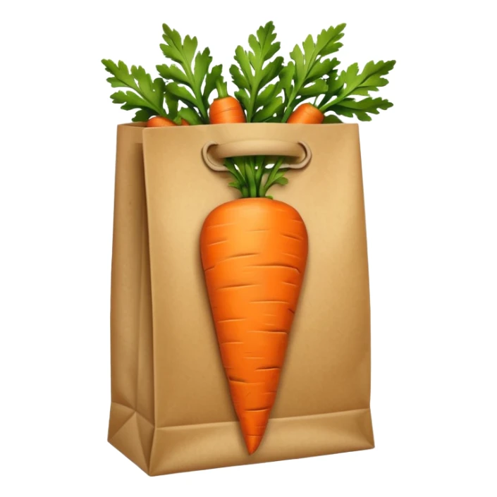 buy paper bag with carrot. Transparent background sticker