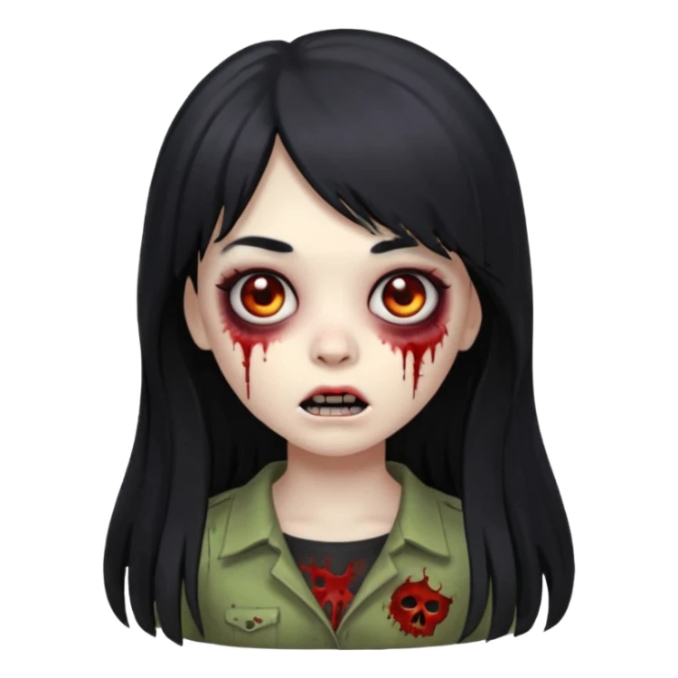 girl zombie long hair side bang ios memoji sticker