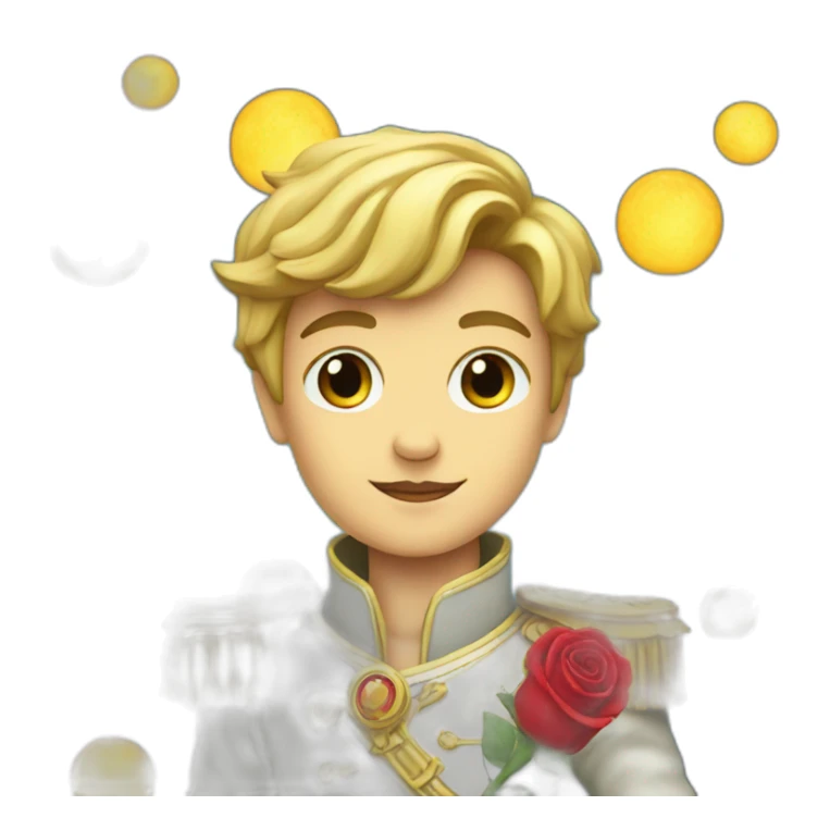 Little prince with red rose on the moon sticker