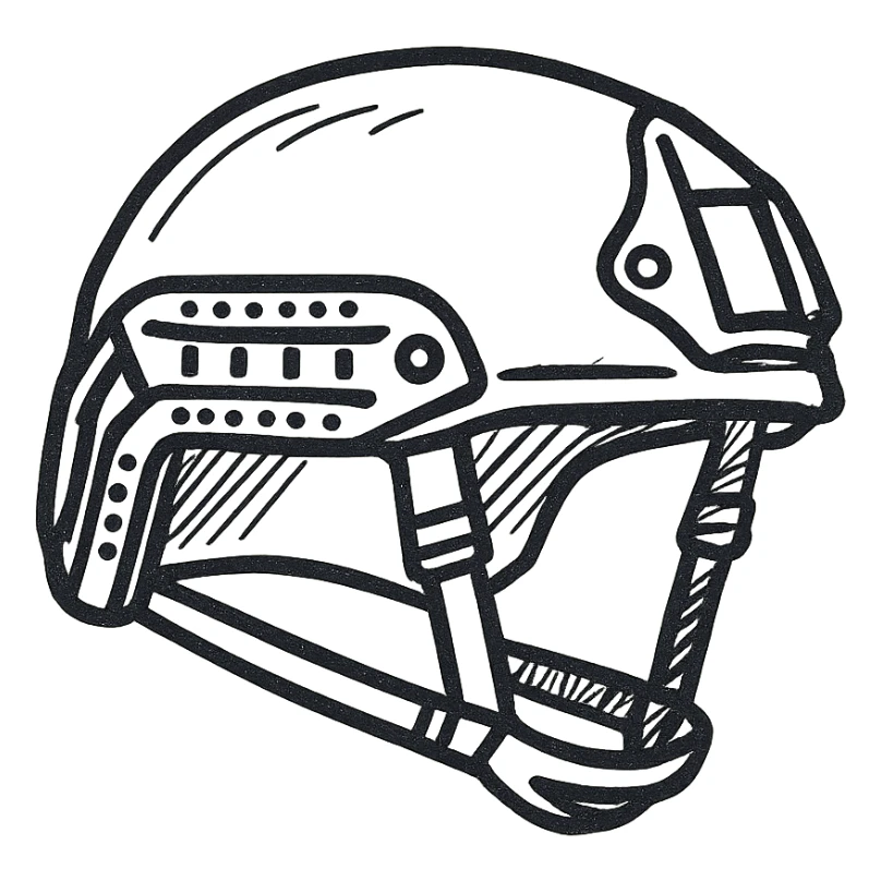 schematic modern American military helmet, army NATO style, strict technical style, contour or light gray fill, no text, minimalism sticker