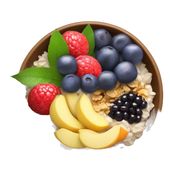 Açai bowl where you can see the acai, granola and the fruit  sticker