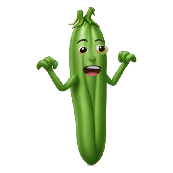 green bean with arms and legs and with eyebrows named mameo sticker