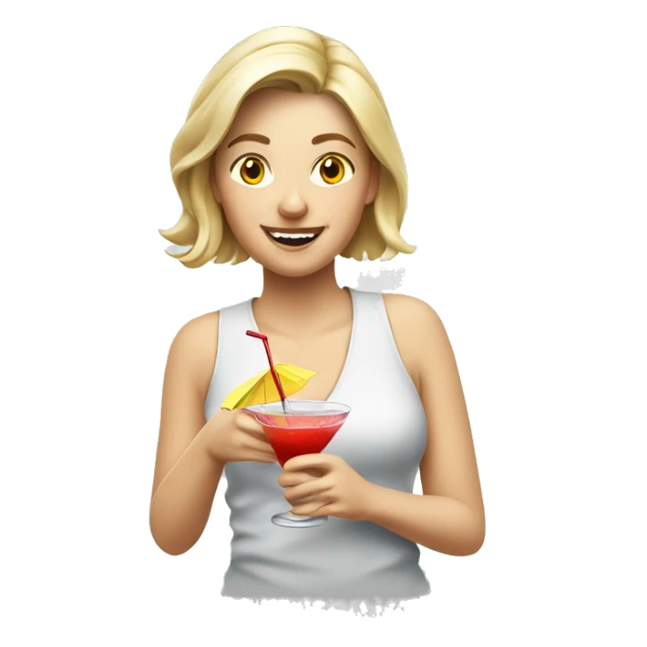 White female playing golf holding cocktail sticker