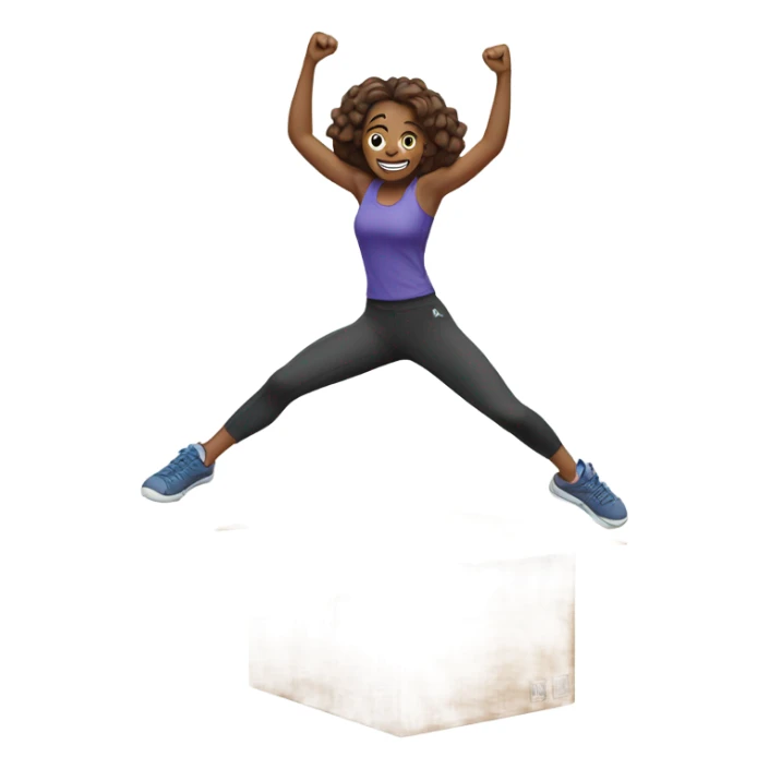 woman jumping on box sticker