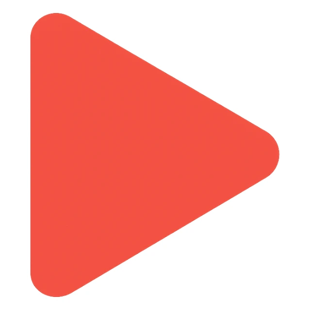 Make the triangle a vivid red color, keep it pointing right, no outline, icon style, with no background. sticker