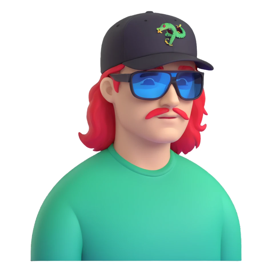 guy with mullet and baseball cap, wearing polarized Pit Viper glasses sticker