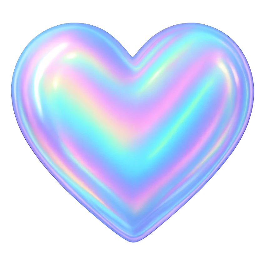 heart with a holographic shimmer, clean digital illustration sticker