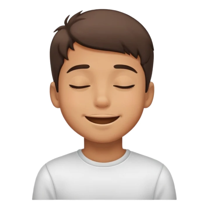 smiling boy portrait with closed eyes sticker
