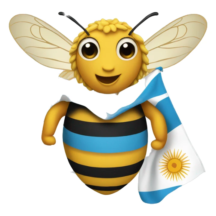 Create an emoji of a bee wearing the flag of argentina sticker
