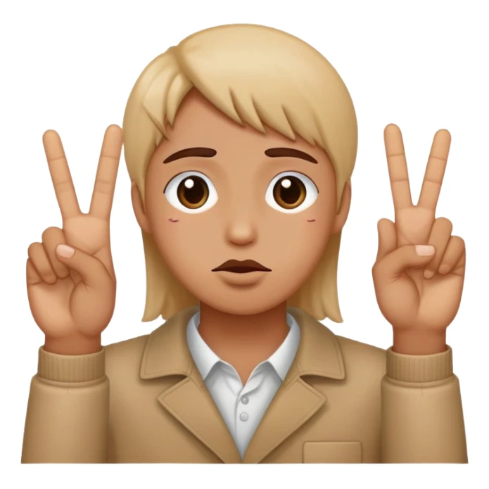 Holding up peace signs, kissy face and teary eyes sticker