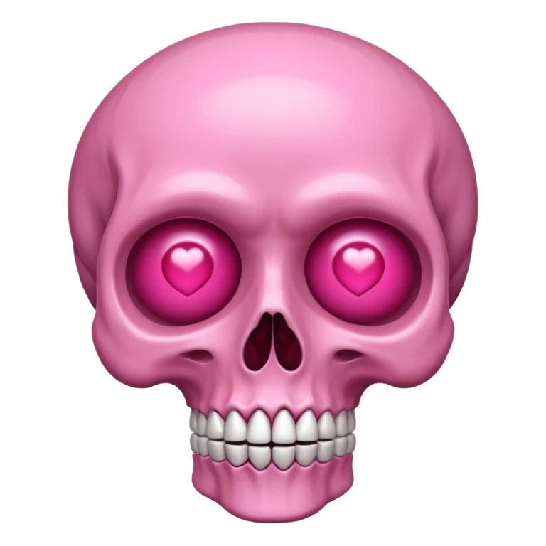 pink skull with heart eyes sticker
