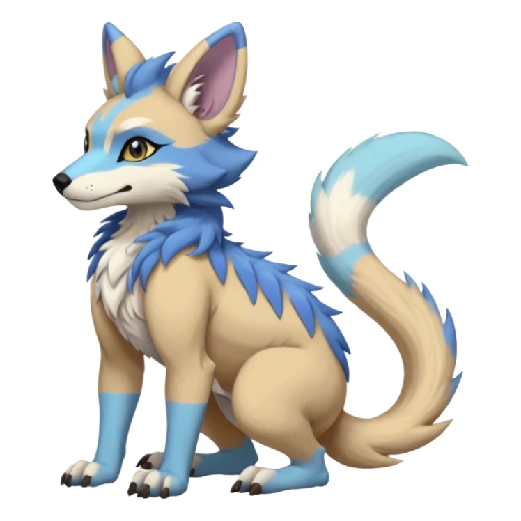 smooth soft pastel modern anthro furry vernid-trico-Protogen-Primagen-WereGarurumon-hybrid fursona by Falvie, LiLaiRa, AngieWolf sticker