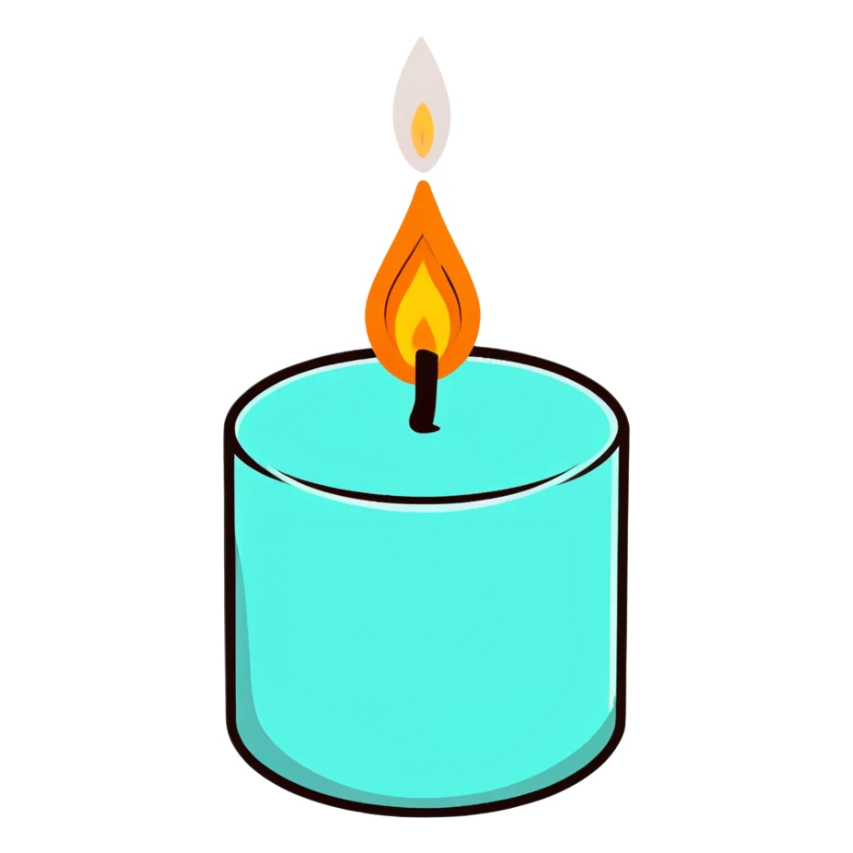 minimalist aesthetic scented candle with a gentle flame sticker