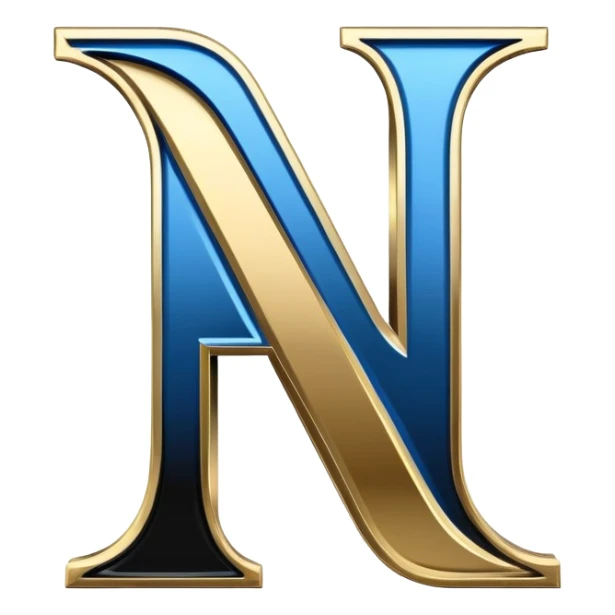 Bold Black-Blue-White-Gold Font Letter “N” sticker