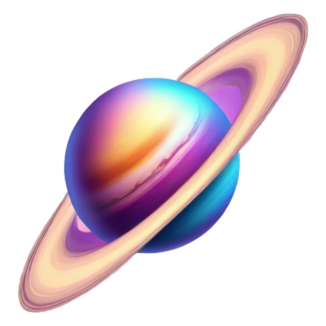 sparkly glittery blue purple and pink gradient planet with a cheesy saturn ring sticker