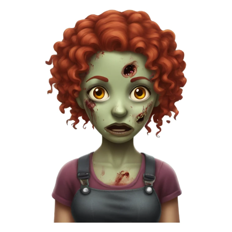 Zombie girl , red curly hair ,with hands sticker
