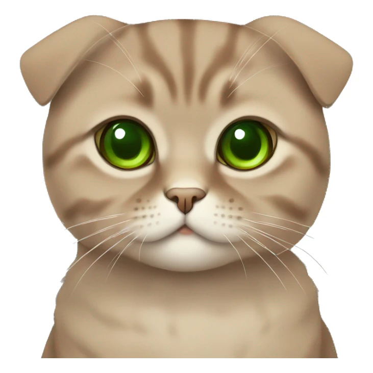 Brown scottish fold cat with green eyes  sticker