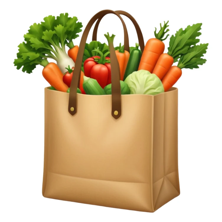 groceries in a bag with vegetables sticker