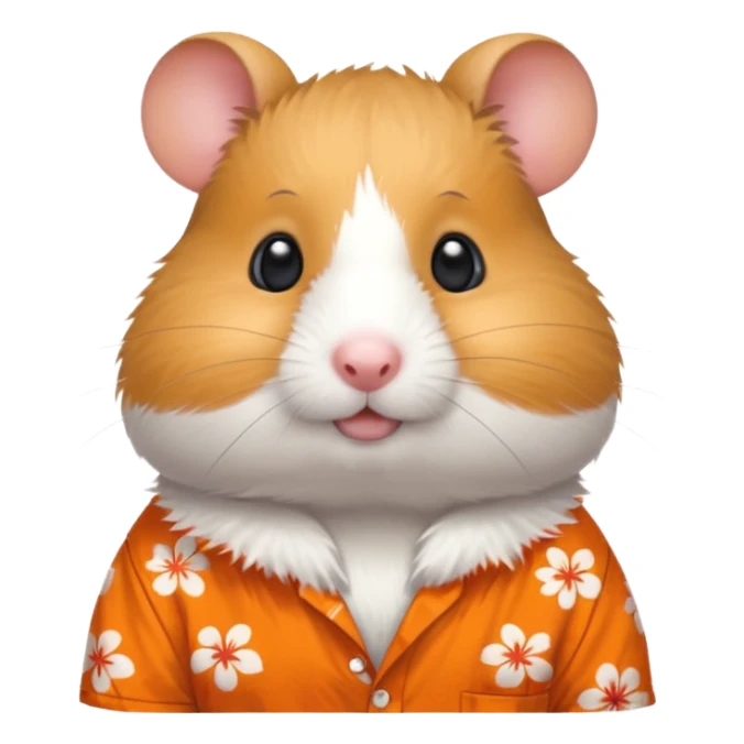 hamster, wearing orange aloha shirt. sticker
