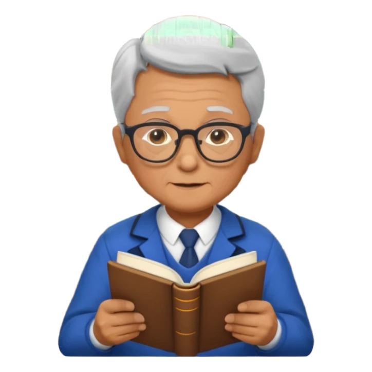 old male Librarian in foreign countries with glasses and librarian uniform sitting in library sticker