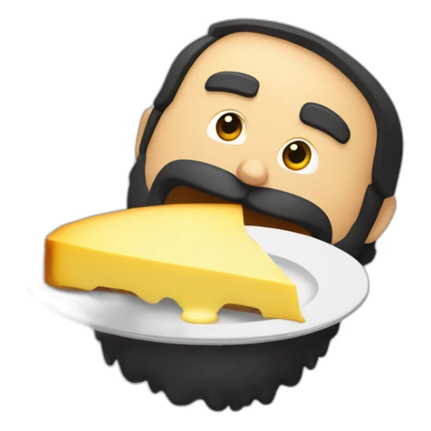 bearded black hair man eating a raclette sticker