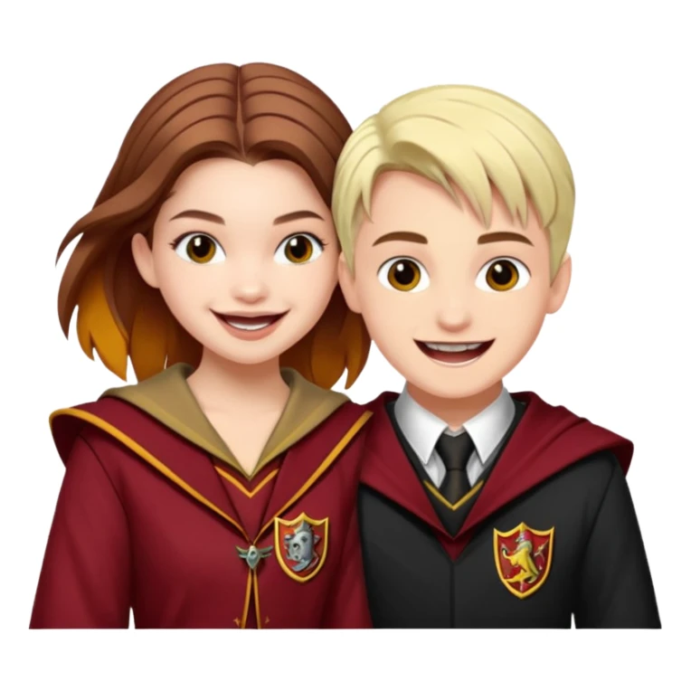 Barbara Palvin as a gryffindor laughing with Draco Malfoy sticker